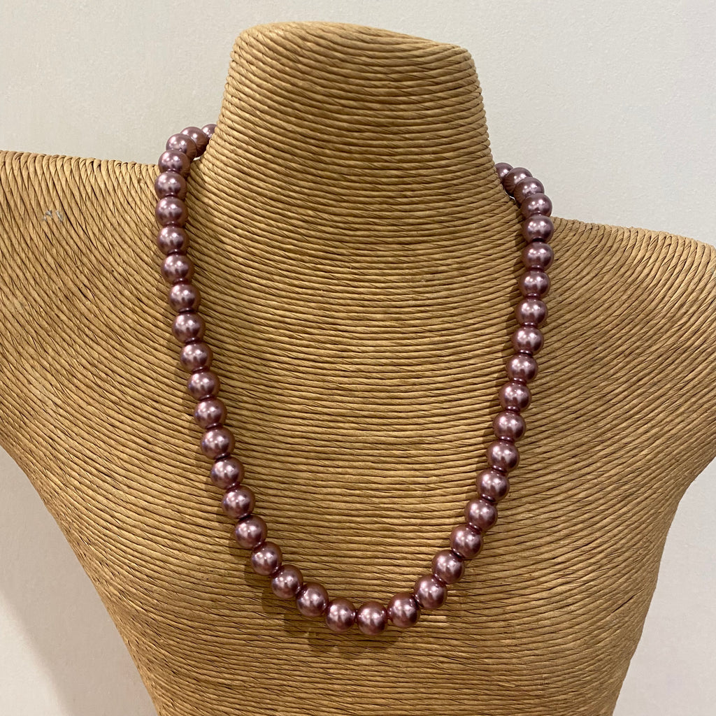 Necklace Dusty Dark Pink Pearl