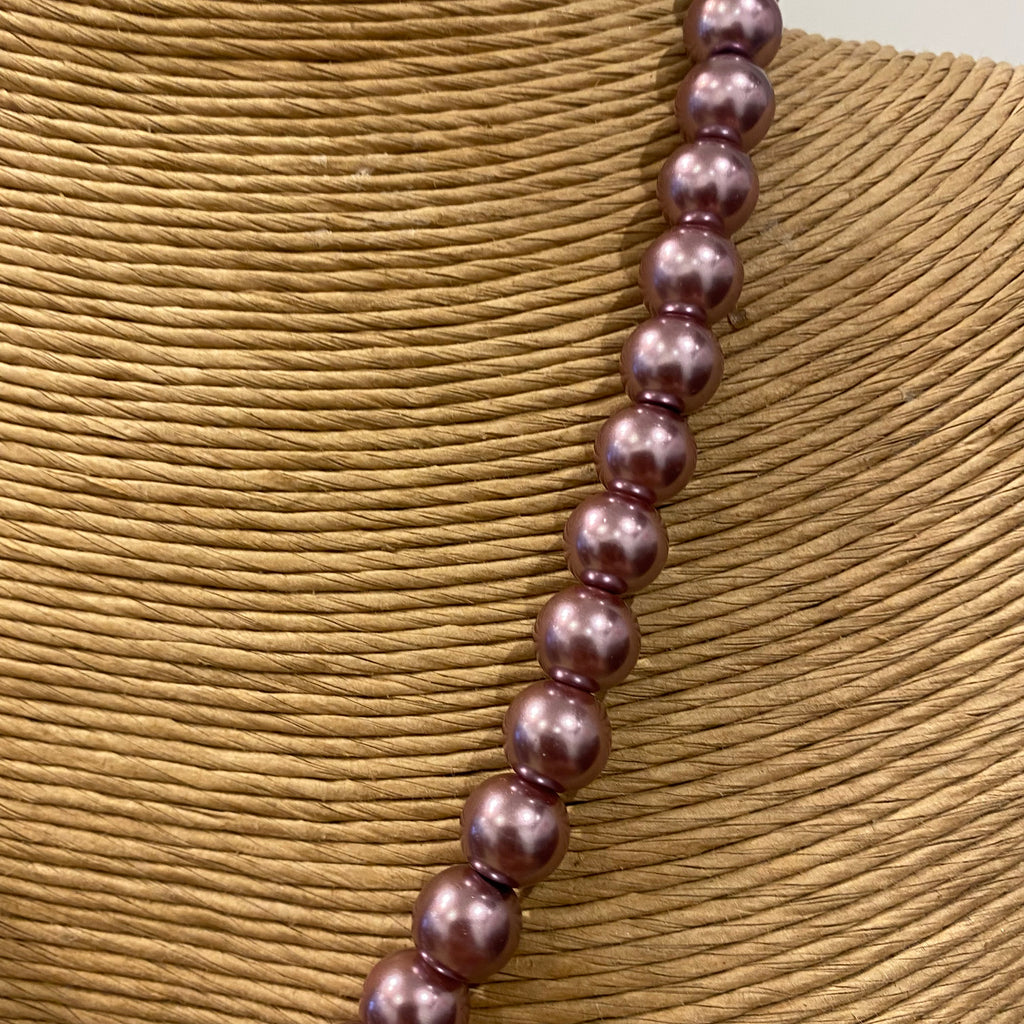 Necklace Dusty Dark Pink Pearl